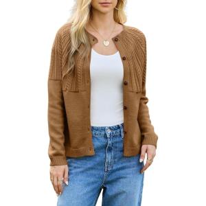 imageDokotoo Cardigan Sweaters for Women 2025 Fall Outfits Long Sleeve Crochet Knit SweatersDesert Palm
