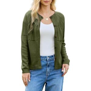 imageDokotoo Cardigan Sweaters for Women 2025 Fall Outfits Long Sleeve Crochet Knit SweatersMist Green