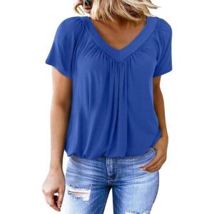 imageDokotoo Womens Casual Summer T Shirts Short Sleeve V Neck Tops TshirtsDark Blue