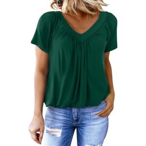 imageDokotoo Womens Casual Summer T Shirts Short Sleeve V Neck Tops TshirtsDark Green