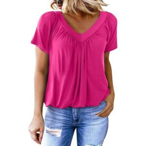 imageDokotoo Womens Casual Summer T Shirts Short Sleeve V Neck Tops TshirtsRose