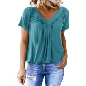 imageDokotoo Womens Casual Summer T Shirts Short Sleeve V Neck Tops TshirtsSky Blue