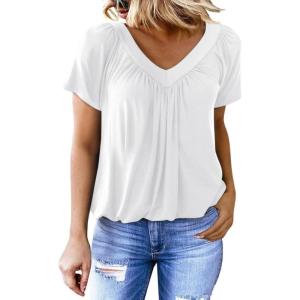 imageDokotoo Womens Casual Summer T Shirts Short Sleeve V Neck Tops TshirtsWhite
