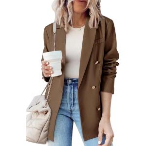 imageDokotoo Womens Double Breasted Blazer Jackets Casual Blazers Open Front Long Sleeve Lapel Collar Work Office Jackets BlazerDesert Palm