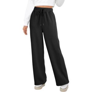 imageDokotoo Womens Wide Leg Pants 2025 Flowy Casual Pants Straight Leg Elastic Waisted Stretch Palazzo PantsBlack
