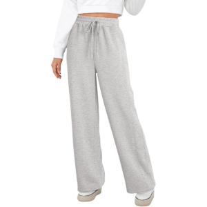 imageDokotoo Womens Wide Leg Pants 2025 Flowy Casual Pants Straight Leg Elastic Waisted Stretch Palazzo PantsLight Grey