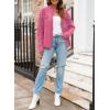 imageDokotoo Cardigan Sweaters for Women Casual Open Front Long Sleeve Button Down Knit Outwear Stand Collar Fall Fashion 2024Hot Pink