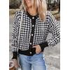 imageDokotoo Cardigan Sweaters for Women V Neck Button Down Long Sleeve Plaid Knit Cardigans Sweater TopsBlack