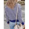 imageDokotoo Cardigan Sweaters for Women V Neck Button Down Long Sleeve Plaid Knit Cardigans Sweater TopsBlue