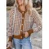 imageDokotoo Cardigan Sweaters for Women V Neck Button Down Long Sleeve Plaid Knit Cardigans Sweater TopsBrown