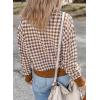imageDokotoo Cardigan Sweaters for Women V Neck Button Down Long Sleeve Plaid Knit Cardigans Sweater TopsBrown