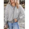imageDokotoo Cardigan Sweaters for Women V Neck Button Down Long Sleeve Plaid Knit Cardigans Sweater TopsGray