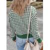 imageDokotoo Cardigan Sweaters for Women V Neck Button Down Long Sleeve Plaid Knit Cardigans Sweater TopsGreen