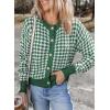 imageDokotoo Cardigan Sweaters for Women V Neck Button Down Long Sleeve Plaid Knit Cardigans Sweater TopsGreen