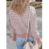 imageDokotoo Cardigan Sweaters for Women V Neck Button Down Long Sleeve Plaid Knit Cardigans Sweater TopsPink