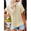imageDokotoo Casual V Neck Button Down Shirts for Women Solid Short Sleeve Blouse Tops1 Beige