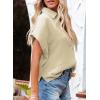 imageDokotoo Casual V Neck Button Down Shirts for Women Solid Short Sleeve Blouse Tops1 Beige