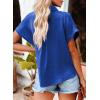 imageDokotoo Casual V Neck Button Down Shirts for Women Solid Short Sleeve Blouse Tops1 Blue