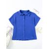 imageDokotoo Casual V Neck Button Down Shirts for Women Solid Short Sleeve Blouse Tops1 Blue