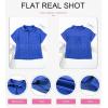 imageDokotoo Casual V Neck Button Down Shirts for Women Solid Short Sleeve Blouse Tops1 Blue