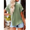imageDokotoo Casual V Neck Button Down Shirts for Women Solid Short Sleeve Blouse Tops1 Green