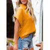 imageDokotoo Casual V Neck Button Down Shirts for Women Solid Short Sleeve Blouse Tops1 Orange