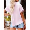 imageDokotoo Casual V Neck Button Down Shirts for Women Solid Short Sleeve Blouse Tops1 Pink