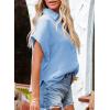 imageDokotoo Casual V Neck Button Down Shirts for Women Solid Short Sleeve Blouse Tops1 Sky Blue