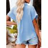 imageDokotoo Casual V Neck Button Down Shirts for Women Solid Short Sleeve Blouse Tops1 Sky Blue