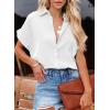 imageDokotoo Casual V Neck Button Down Shirts for Women Solid Short Sleeve Blouse Tops1 White