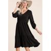 imageDokotoo Dresses for Women 2025 Long Sleeve V Neck Knitted Button Down Elastic Waist Ruffle Tiered Mini Dress with PocketsBlack