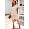 imageDokotoo Dresses for Women 2025 Long Sleeve V Neck Knitted Button Down Elastic Waist Ruffle Tiered Mini Dress with PocketsOatmeal