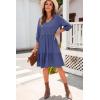 imageDokotoo Dresses for Women 2025 Long Sleeve V Neck Knitted Button Down Elastic Waist Ruffle Tiered Mini Dress with PocketsSail Blue