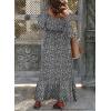 imageDokotoo Fall Dresses for Women 2025 Boho Floral Smocked Empire Waist Square Neck Long Sleeve Button Beach Maxi Dress SundressBlack 10220