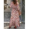 imageDokotoo Fall Dresses for Women 2025 Boho Floral Smocked Empire Waist Square Neck Long Sleeve Button Beach Maxi Dress SundressBlack