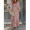 imageDokotoo Fall Dresses for Women 2025 Boho Floral Smocked Empire Waist Square Neck Long Sleeve Button Beach Maxi Dress SundressBlack