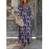 imageDokotoo Fall Dresses for Women 2025 Boho Floral Smocked Empire Waist Square Neck Long Sleeve Button Beach Maxi Dress SundressBlue 10520