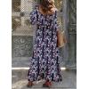 imageDokotoo Fall Dresses for Women 2025 Boho Floral Smocked Empire Waist Square Neck Long Sleeve Button Beach Maxi Dress SundressBlue 10520