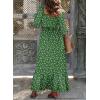 imageDokotoo Fall Dresses for Women 2025 Boho Floral Smocked Empire Waist Square Neck Long Sleeve Button Beach Maxi Dress SundressGreen 10920