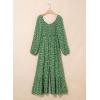 imageDokotoo Fall Dresses for Women 2025 Boho Floral Smocked Empire Waist Square Neck Long Sleeve Button Beach Maxi Dress SundressGreen 10920