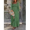 imageDokotoo Fall Dresses for Women 2025 Boho Floral Smocked Empire Waist Square Neck Long Sleeve Button Beach Maxi Dress SundressGreen 10920