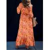 imageDokotoo Fall Dresses for Women 2025 Boho Floral Smocked Empire Waist Square Neck Long Sleeve Button Beach Maxi Dress SundressOrange