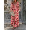 imageDokotoo Fall Dresses for Women 2025 Boho Floral Smocked Empire Waist Square Neck Long Sleeve Button Beach Maxi Dress SundressPink