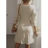 imageDokotoo Fall Dresses for Women 2025 Trendy V Neck Knit A Line Long Sleeve Dress Sweater DressA1 Apricot