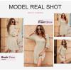 imageDokotoo Fall Dresses for Women 2025 Trendy V Neck Knit A Line Long Sleeve Dress Sweater DressA1 Apricot