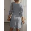 imageDokotoo Fall Dresses for Women 2025 Trendy V Neck Knit A Line Long Sleeve Dress Sweater DressA1 Gray