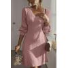 imageDokotoo Fall Dresses for Women 2025 Trendy V Neck Knit A Line Long Sleeve Dress Sweater DressA1 Pink