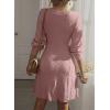 imageDokotoo Fall Dresses for Women 2025 Trendy V Neck Knit A Line Long Sleeve Dress Sweater DressA1 Pink