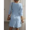 imageDokotoo Fall Dresses for Women 2025 Trendy V Neck Knit A Line Long Sleeve Dress Sweater DressLight Blue