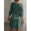 imageDokotoo Fall Dresses for Women 2025 Trendy V Neck Knit A Line Long Sleeve Dress Sweater DressMist Green